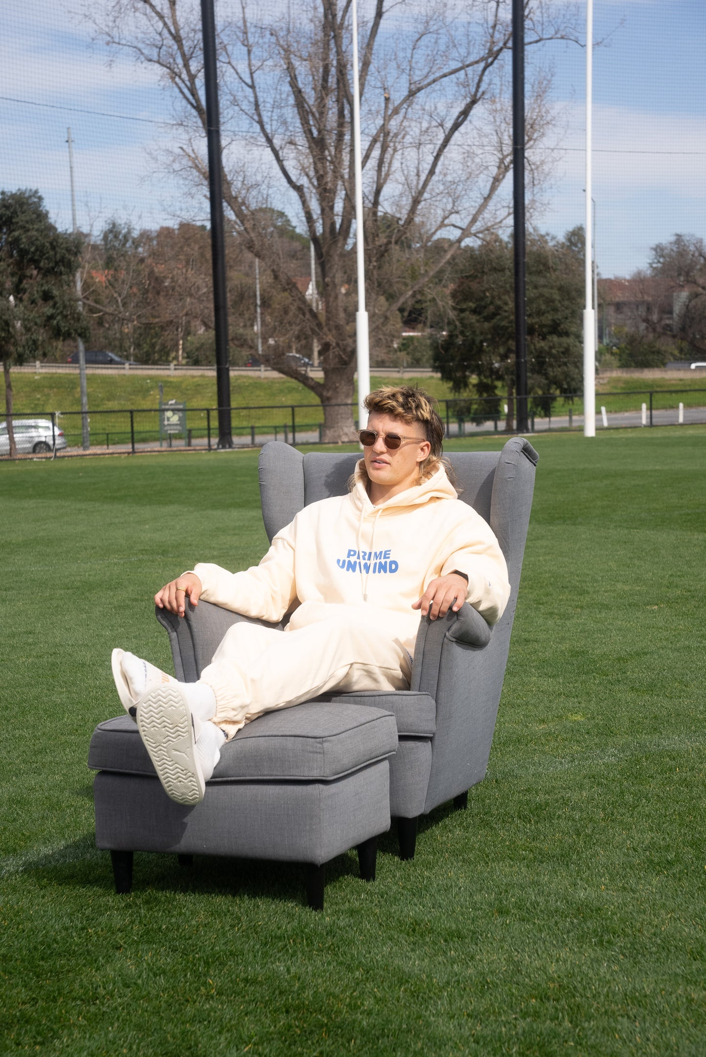 Cream & Blue Unwind Hoodie