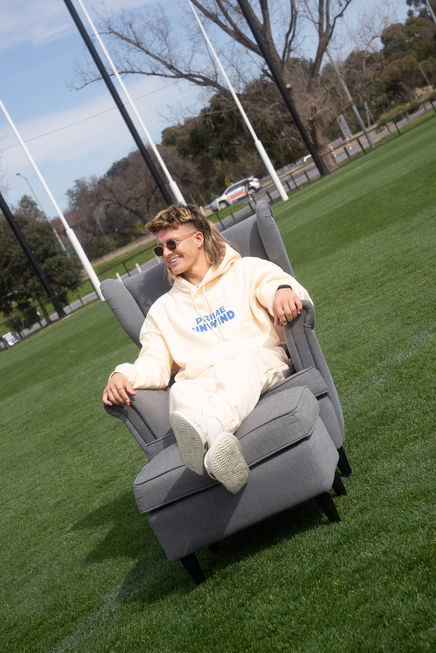 Cream & Blue Unwind Hoodie