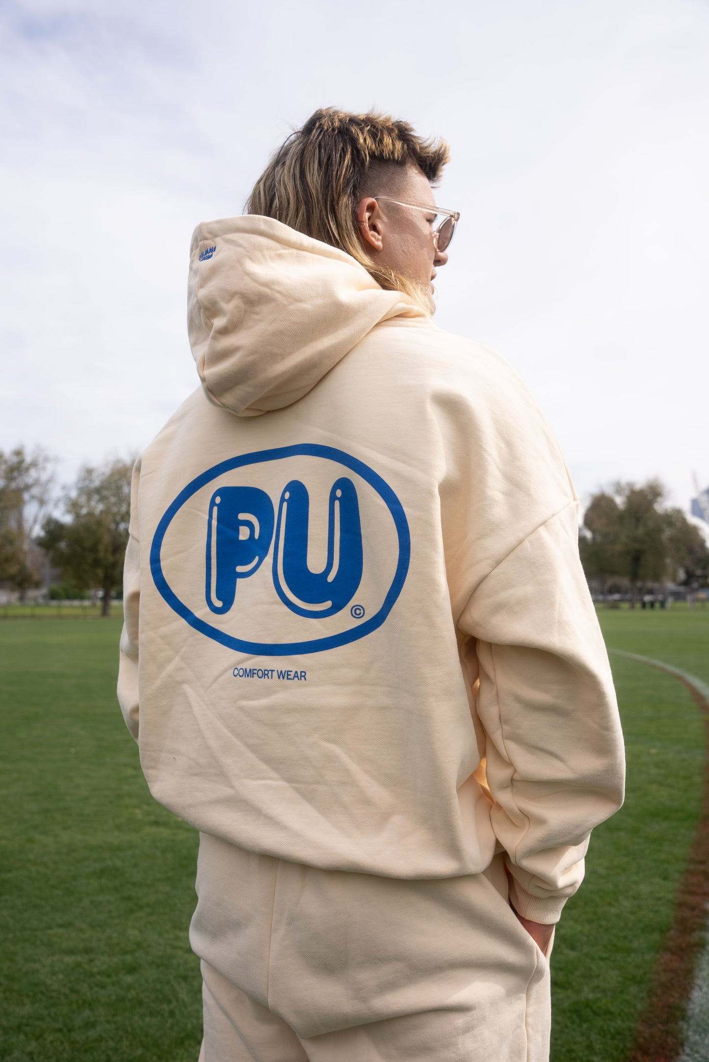 Cream & Blue Unwind Hoodie